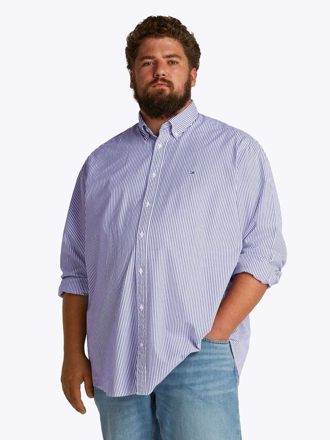 Рубашка с длинным рукавом больших размеров. BT-FLEX POPLIN CL STP SHIRT-B