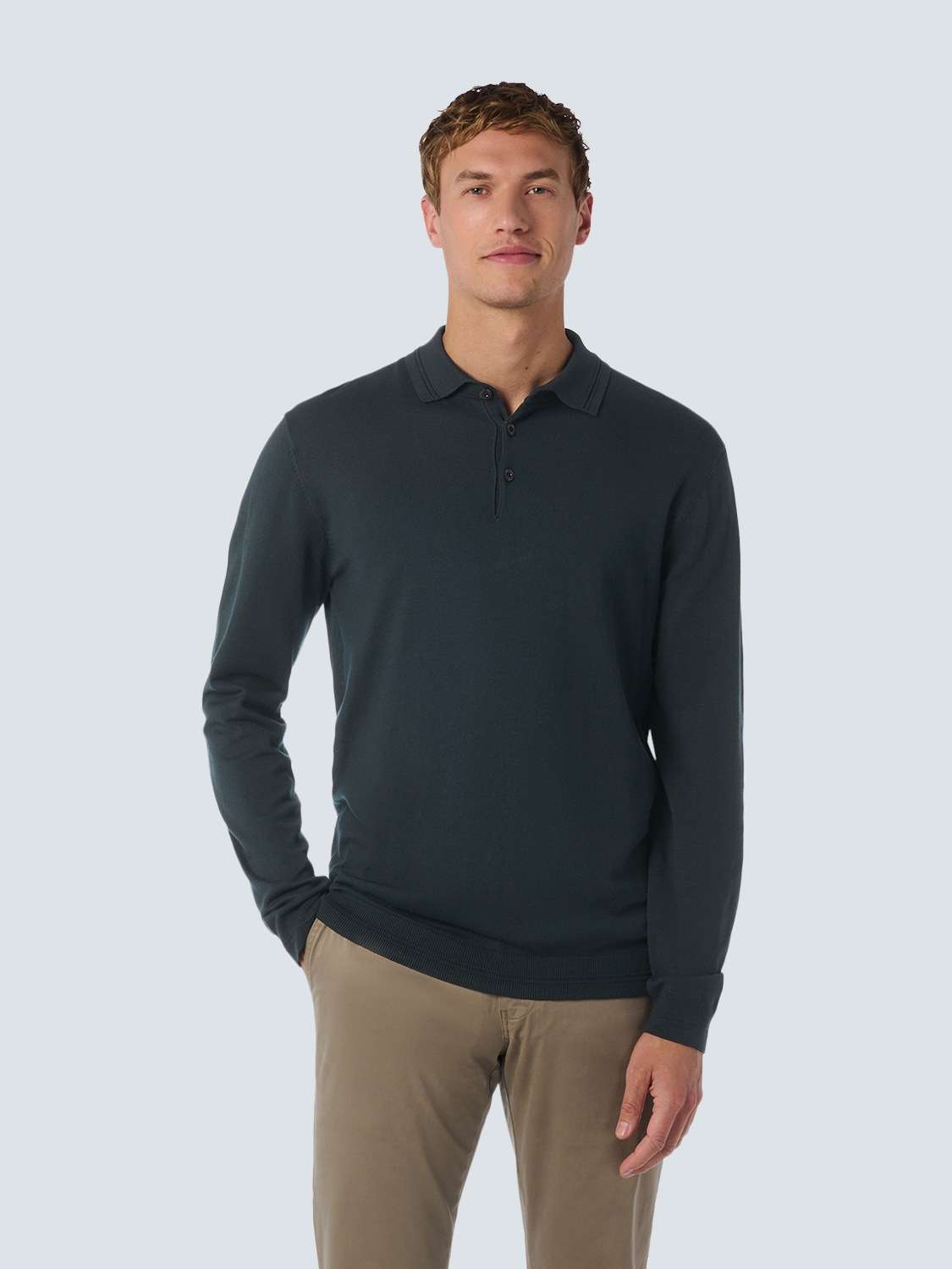 Свитер с круглым вырезом No Excess Langarmeliger Polo-Pullover