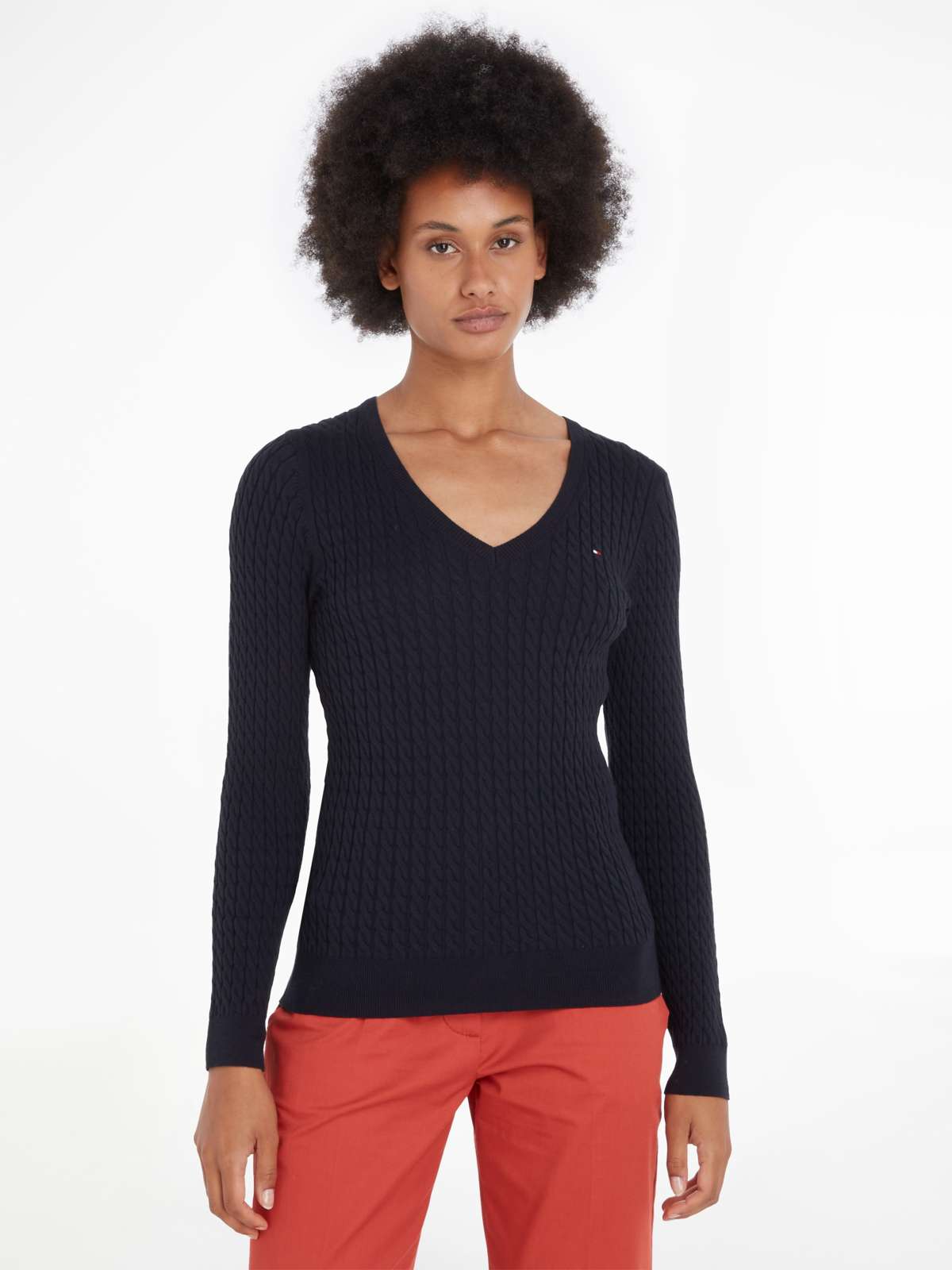Вязаный свитер косным узором CO CABLE V-NK SWEATER