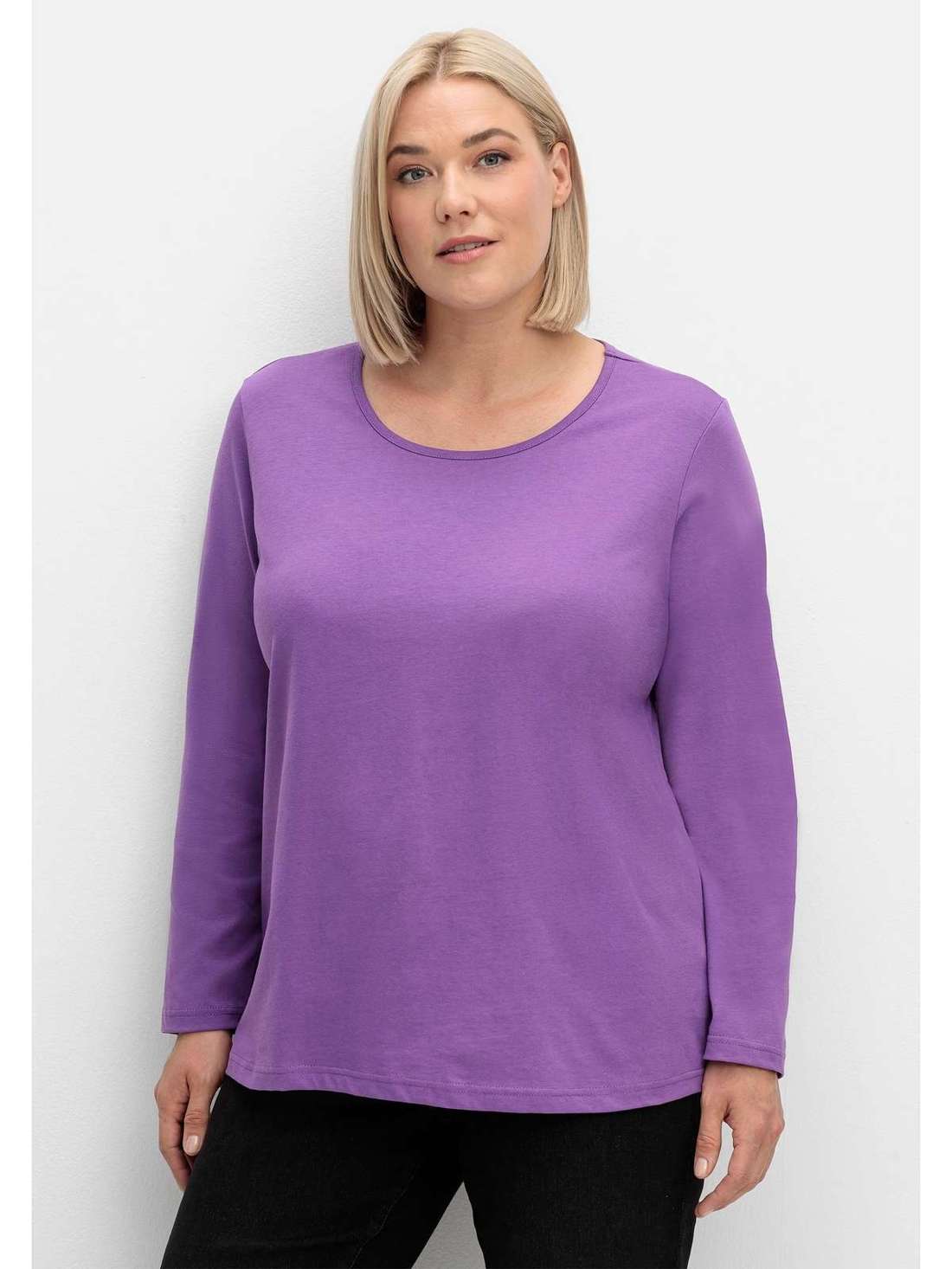 Рубашка с длинными рукавами и круглым вырезом Große Größen