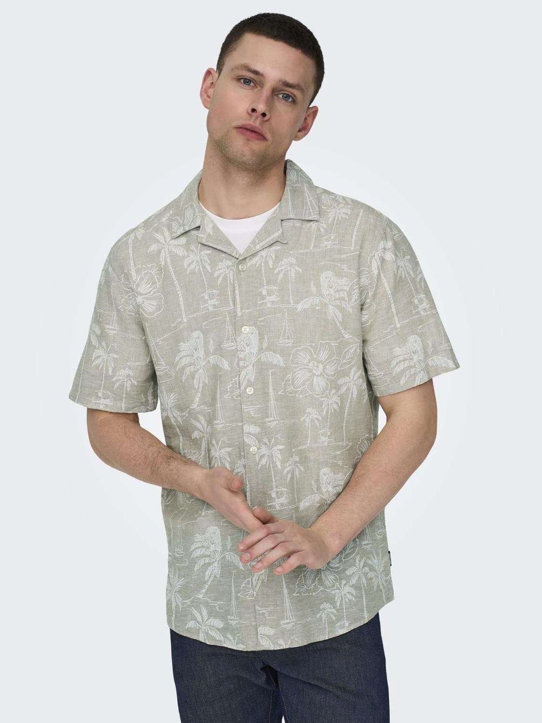 Гавайская рубашка ONSCAIDEN SS RESORT AOP LINEN SHIRT NOOS