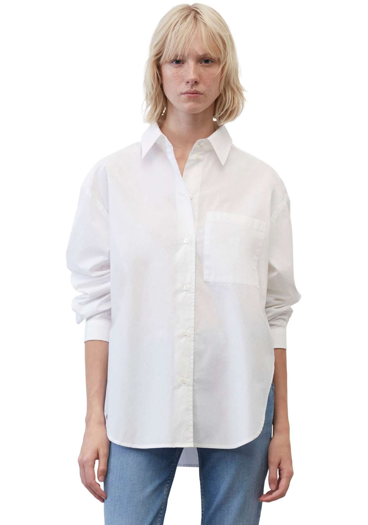 Блузка с длинными рукавами Blouse, long sleeve, kent collar, patched pocket, solid