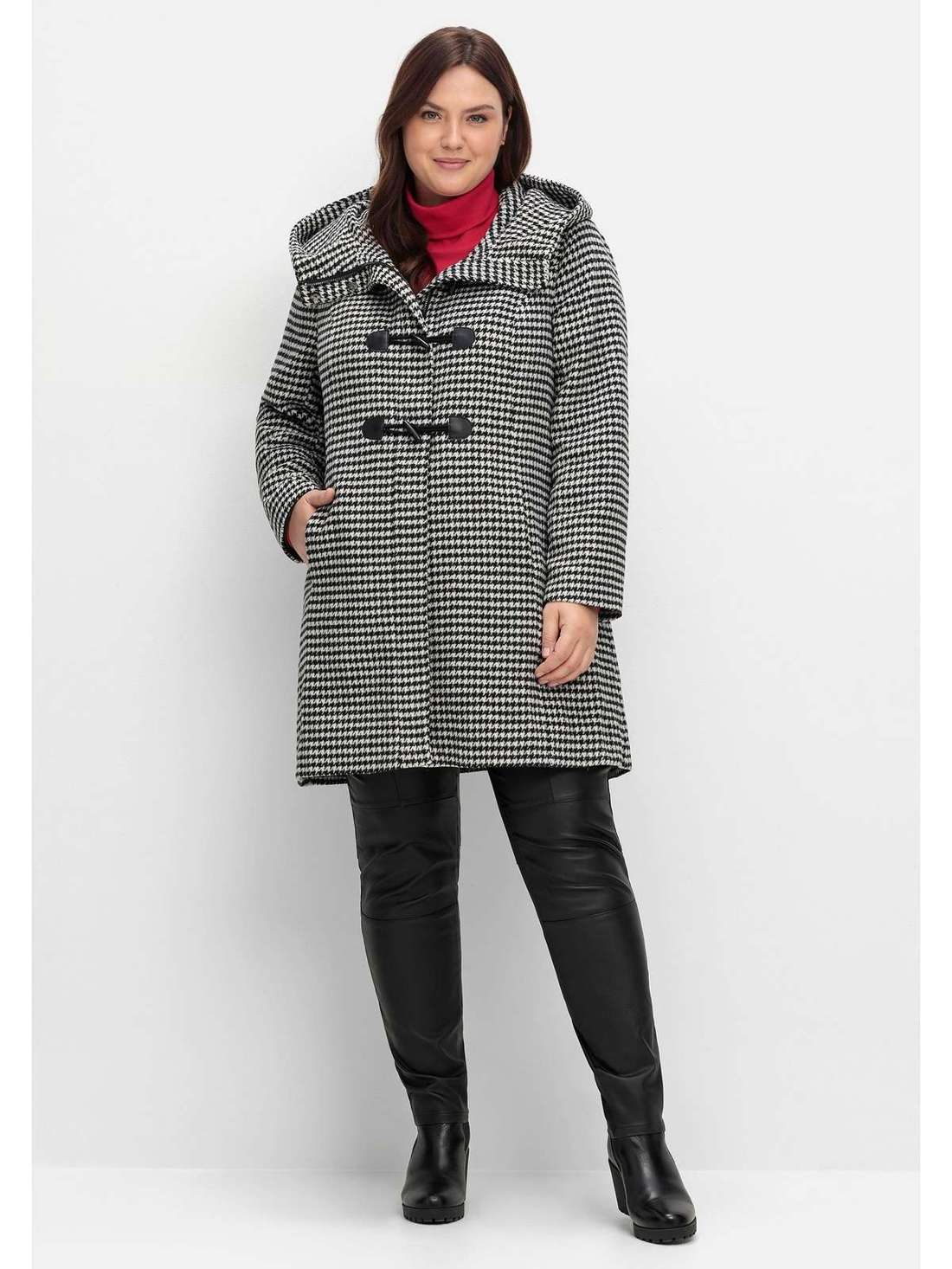 Дафлкот с классическим узором «гусиные лапки» Große Größen