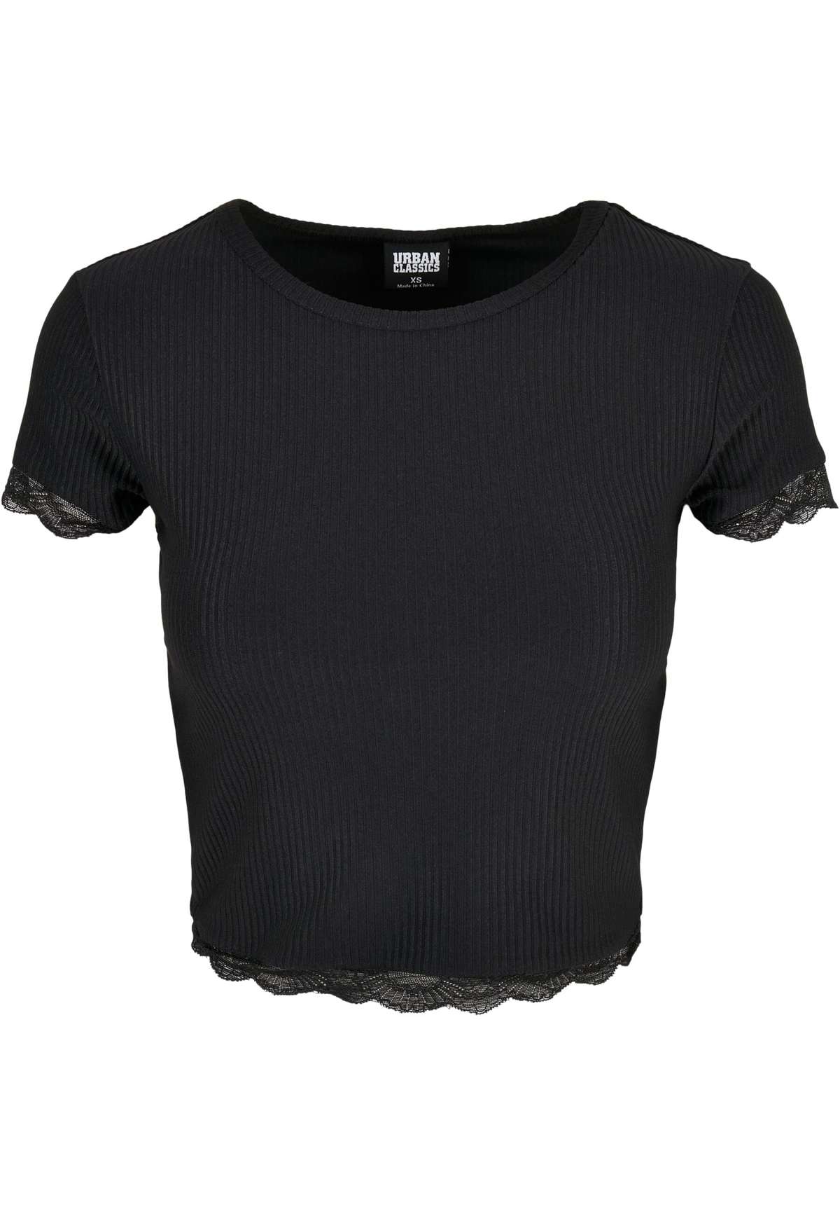 футболка Urban Classics Damen Ladies Cropped Lace Hem Tee