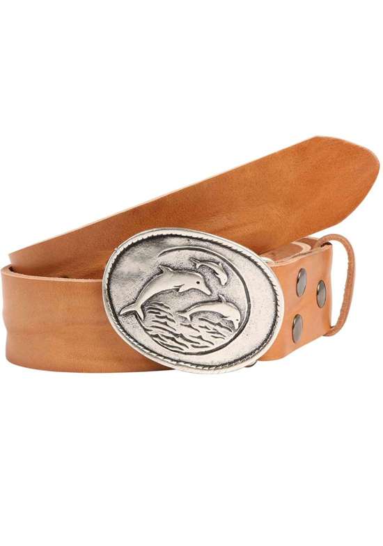 Кожаный ремень со сменной застежкой. Delfinfamilie Oval Silber