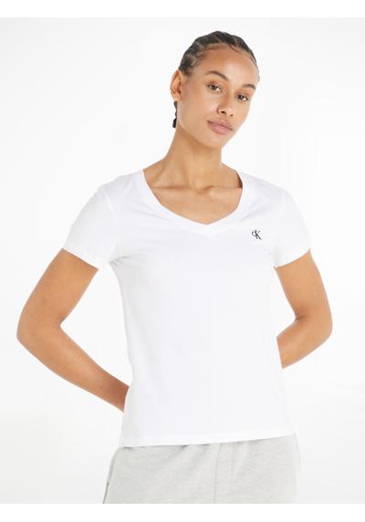 Футболка с маленькой вышивкой логотипа Calvin Klein на... CK EMBROIDERY STRETCH V-NECK