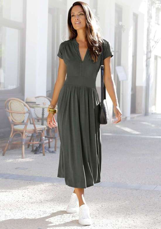 Платье миди с вырезом на молнии