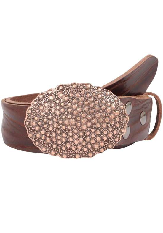 Кожаный ремень со сменной застежкой. Oval Nieten Kupfer