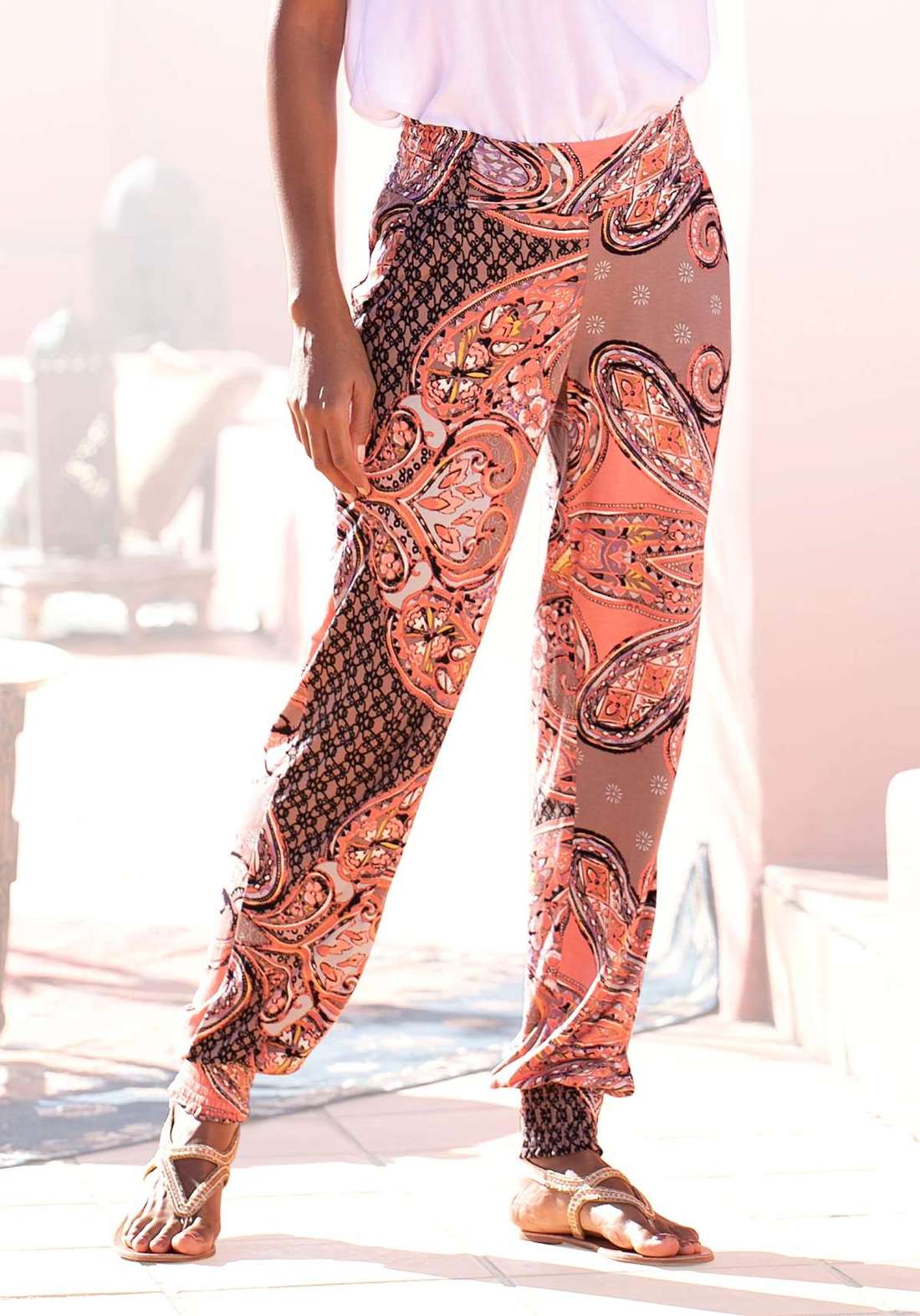 Брюки из джерси с принтом пейсли и карманами