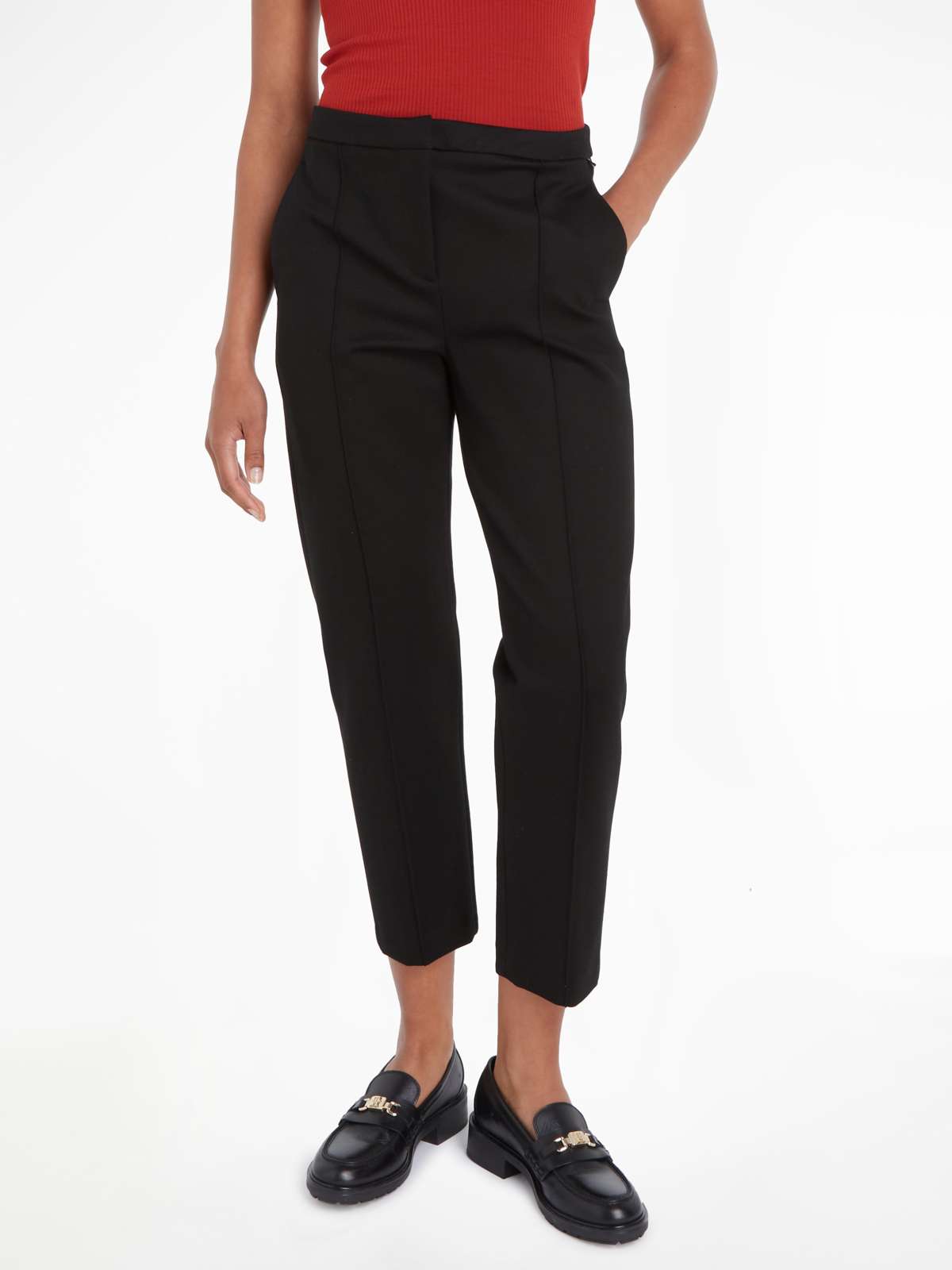 Тканые брюки с фирменным лейблом Tommy Hilfiger ELEVATED SLIM STRAIGHT KNIT PANT