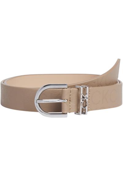 Кожаный ремень с тисненым логотипом CK LOOP RND BUCKLE 2.5CM_EPI