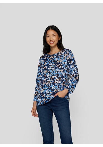 Рубашка с принтом Blumiges 3/4-Arm-Shirt in Blau und Beige