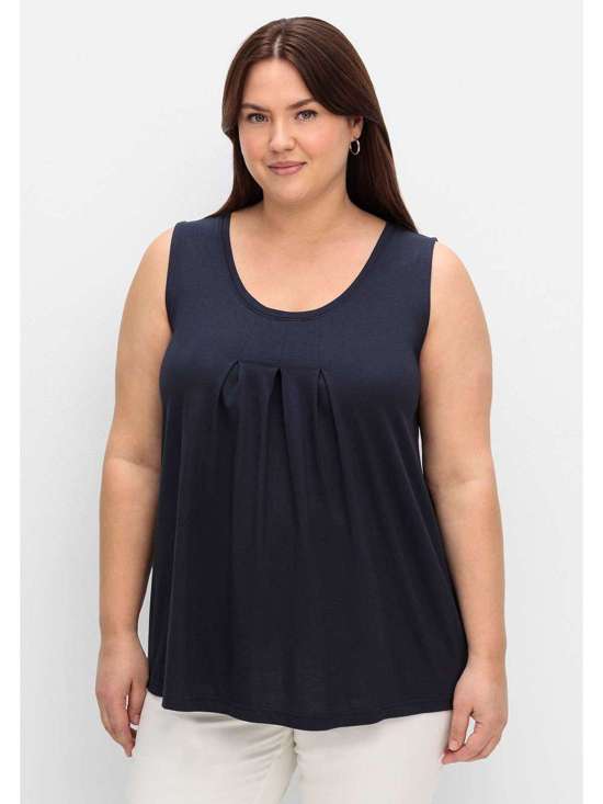 Майка А-силуэта со складками-коробками Große Größen