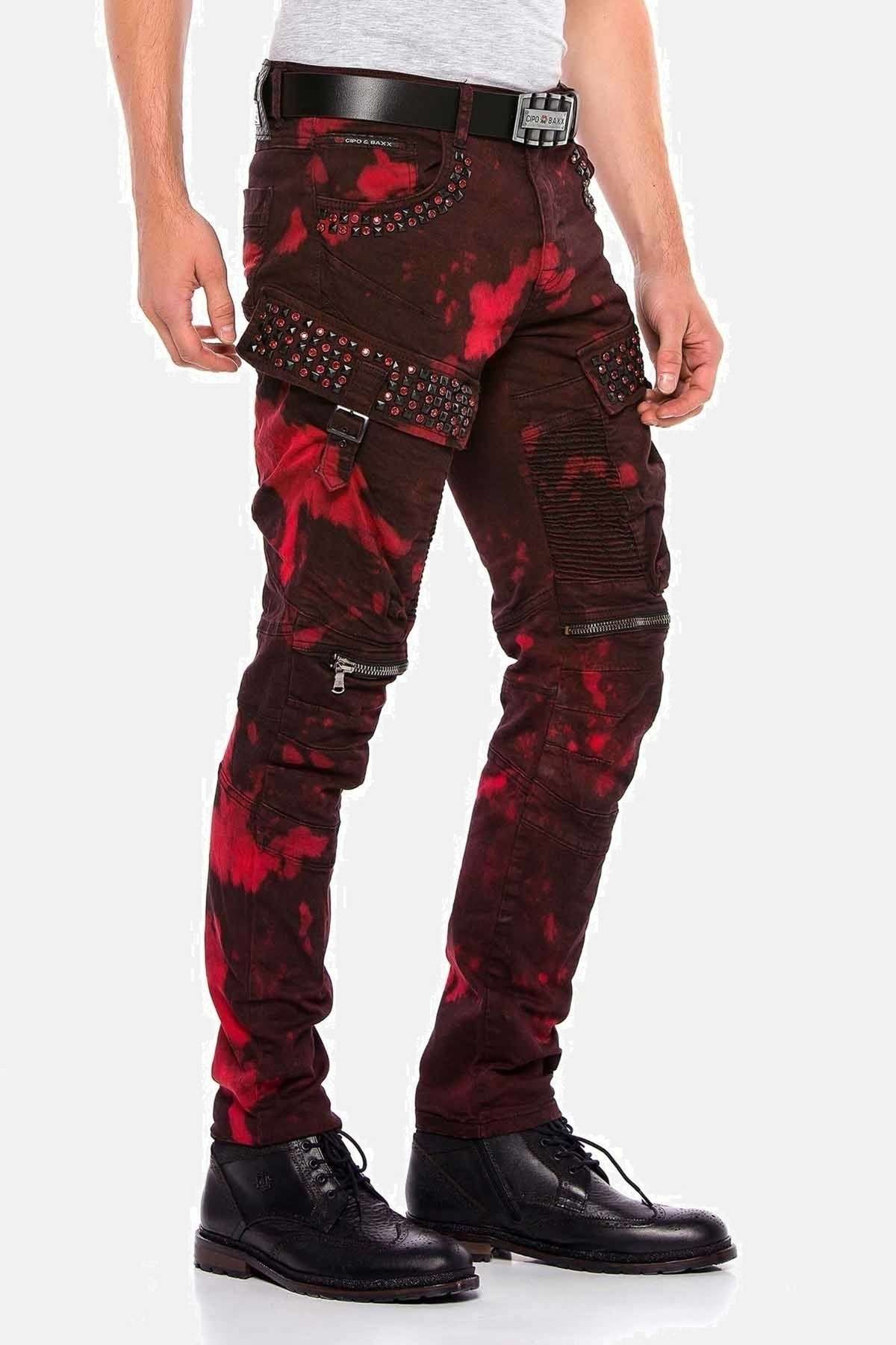 Прямые джинсы с элементами байкера и панка Jeans