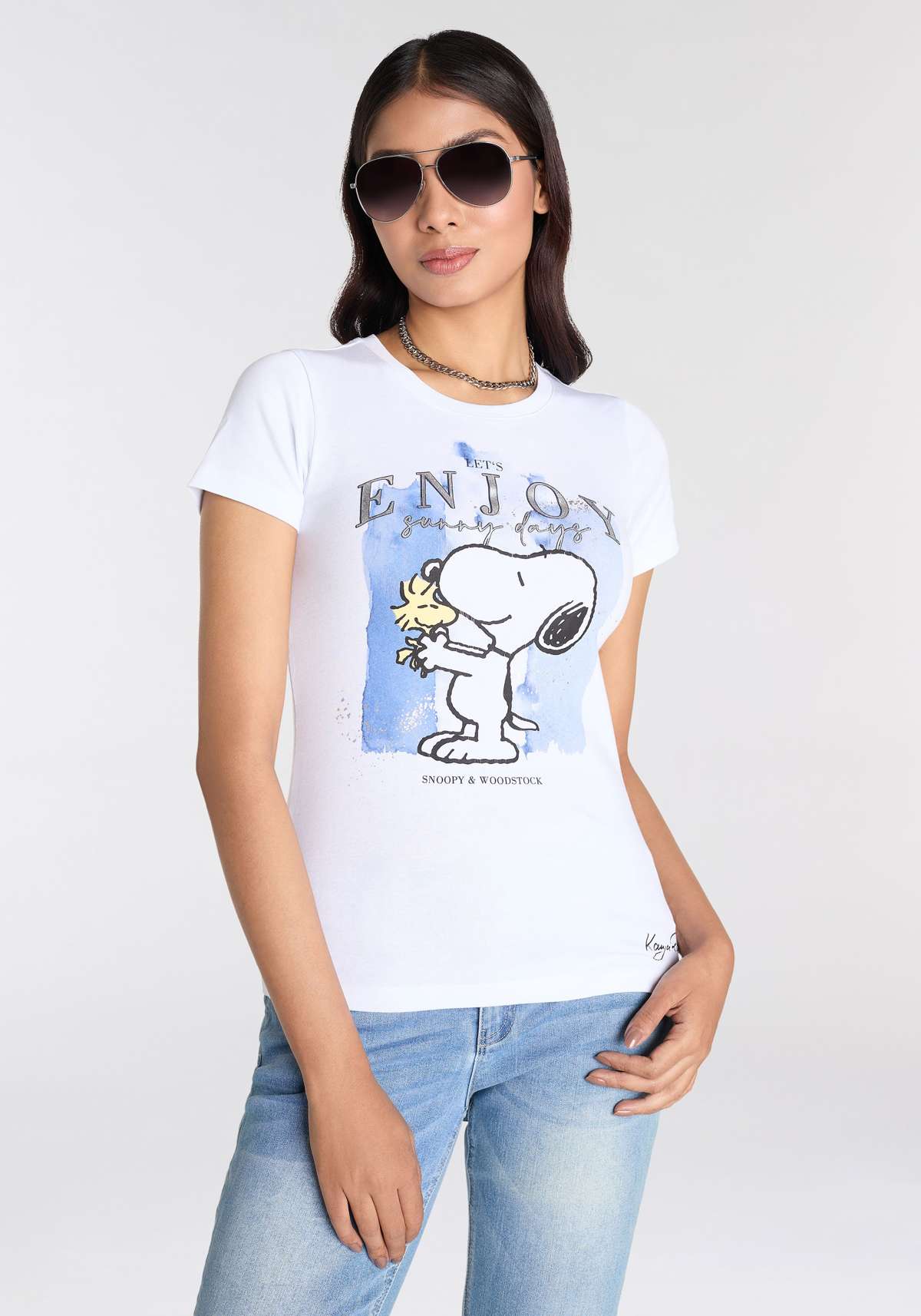 Рубашка с короткими рукавами и лицензионным принтом Snoopy оригинального дизайна