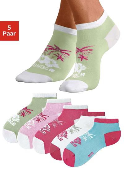Носки-кроссовки (5 пар) с ярким гавайским дизайном.