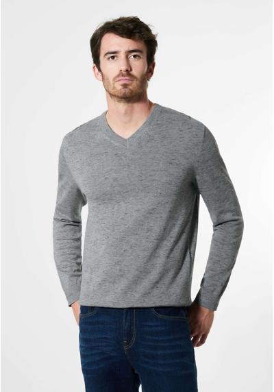 Меланжевый свитер с V-образным вырезом