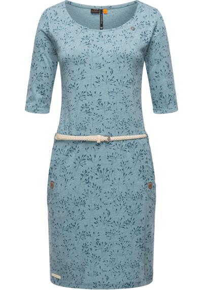 Платье из джерси, (2 шт.), стильное платье-рубашка с полурукавами и поясом.