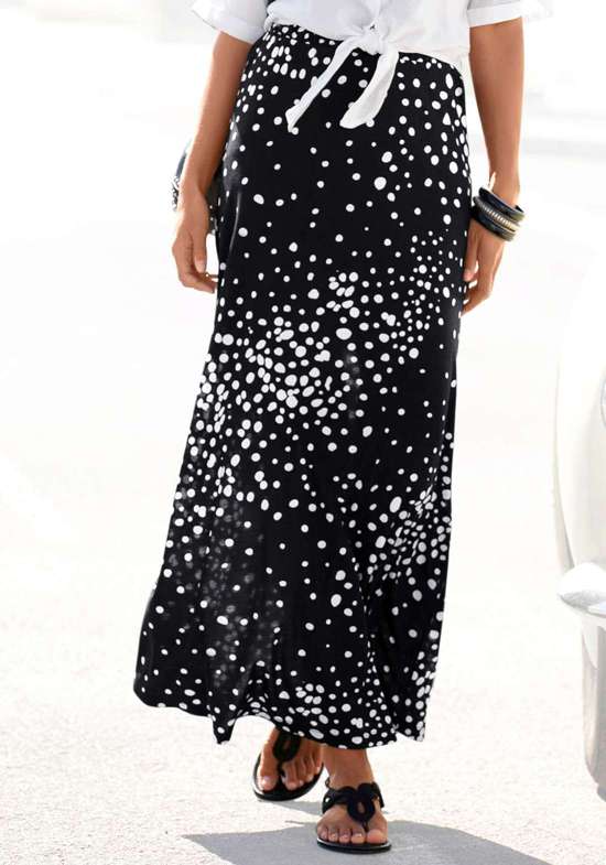 Юбка макси с точечным принтом и эластичным поясом