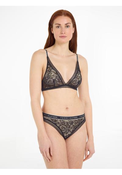 Трусики с кружевом и поясом с логотипом THONG