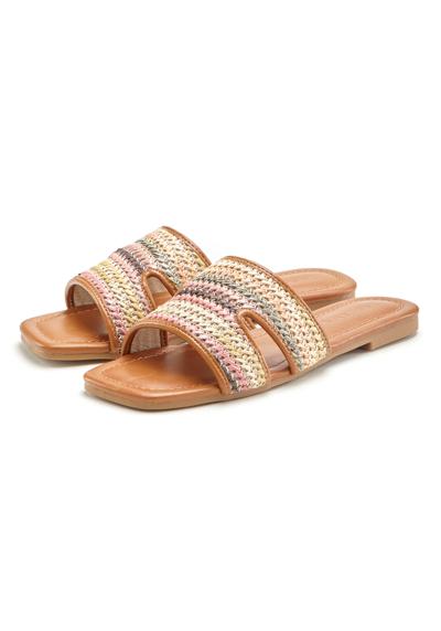 Мюли, мюли, сандалии, открытые туфли в разноцветной рафии в стиле VEGAN.