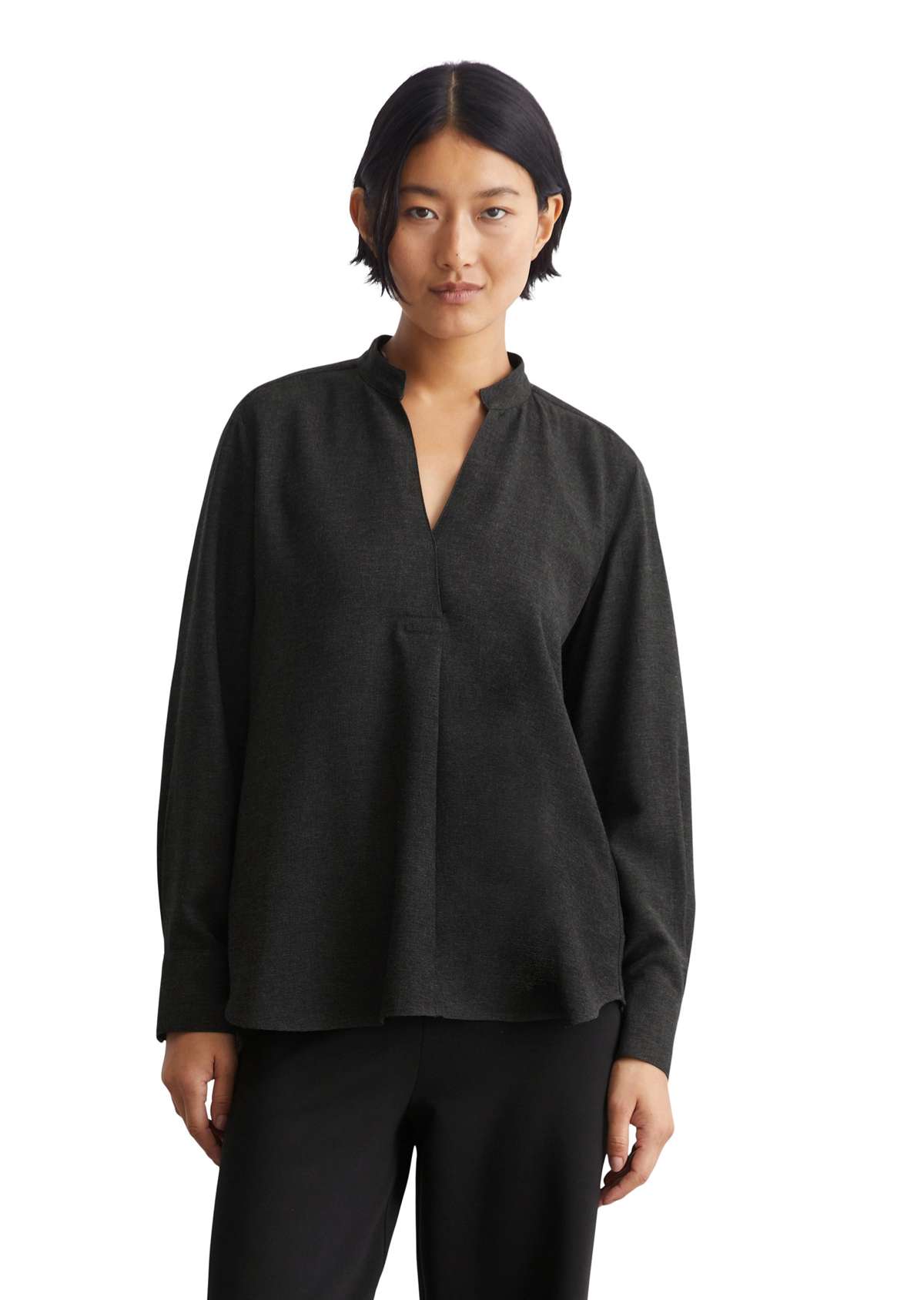 Блузка с длинными рукавами aus Viskose-Twill