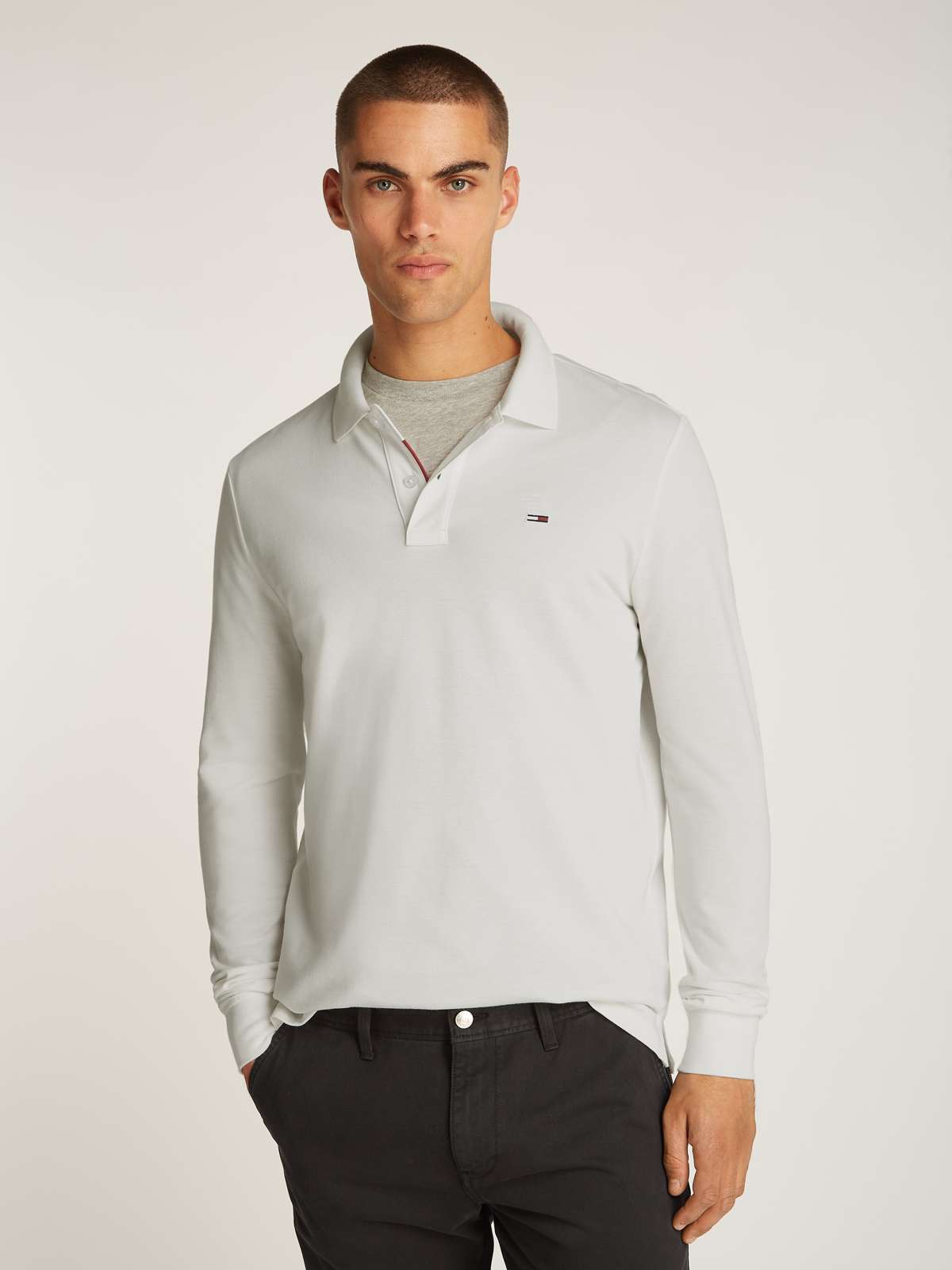 Рубашка-поло с вышивкой логотипа TJM SLIM PLACKET POLO LS EXT