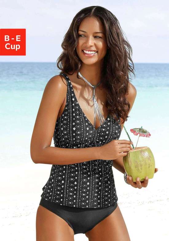 Танкини на косточках с графическим принтом