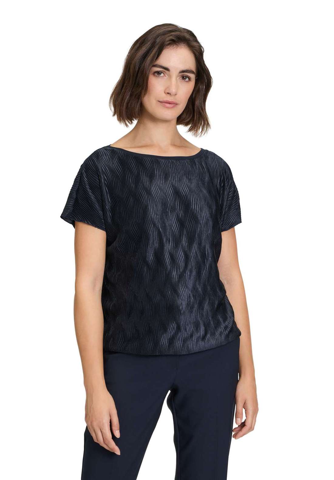 Рубашка с коротким рукавом Strukturshirt mit U-Boot-Ausschnitt