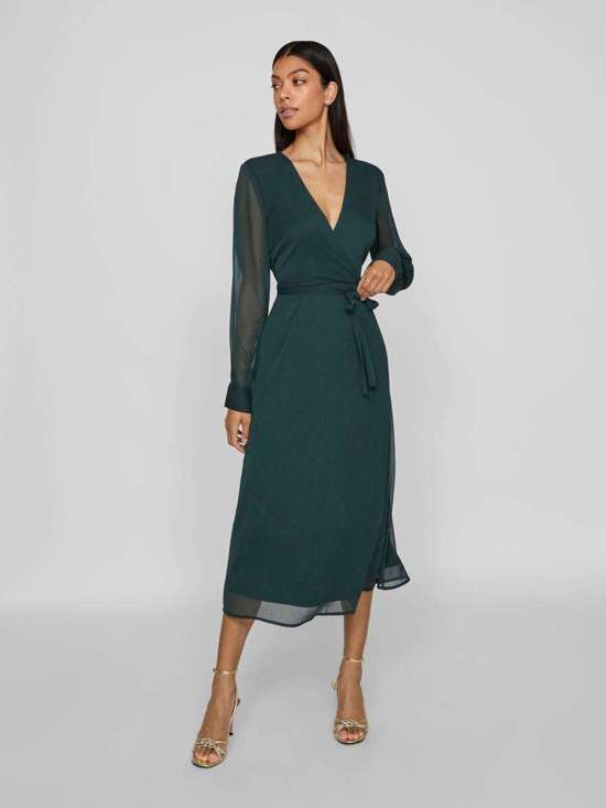 Шифоновое платье VIFALIA V-NECK L/S MIDI DRESS - NOOS