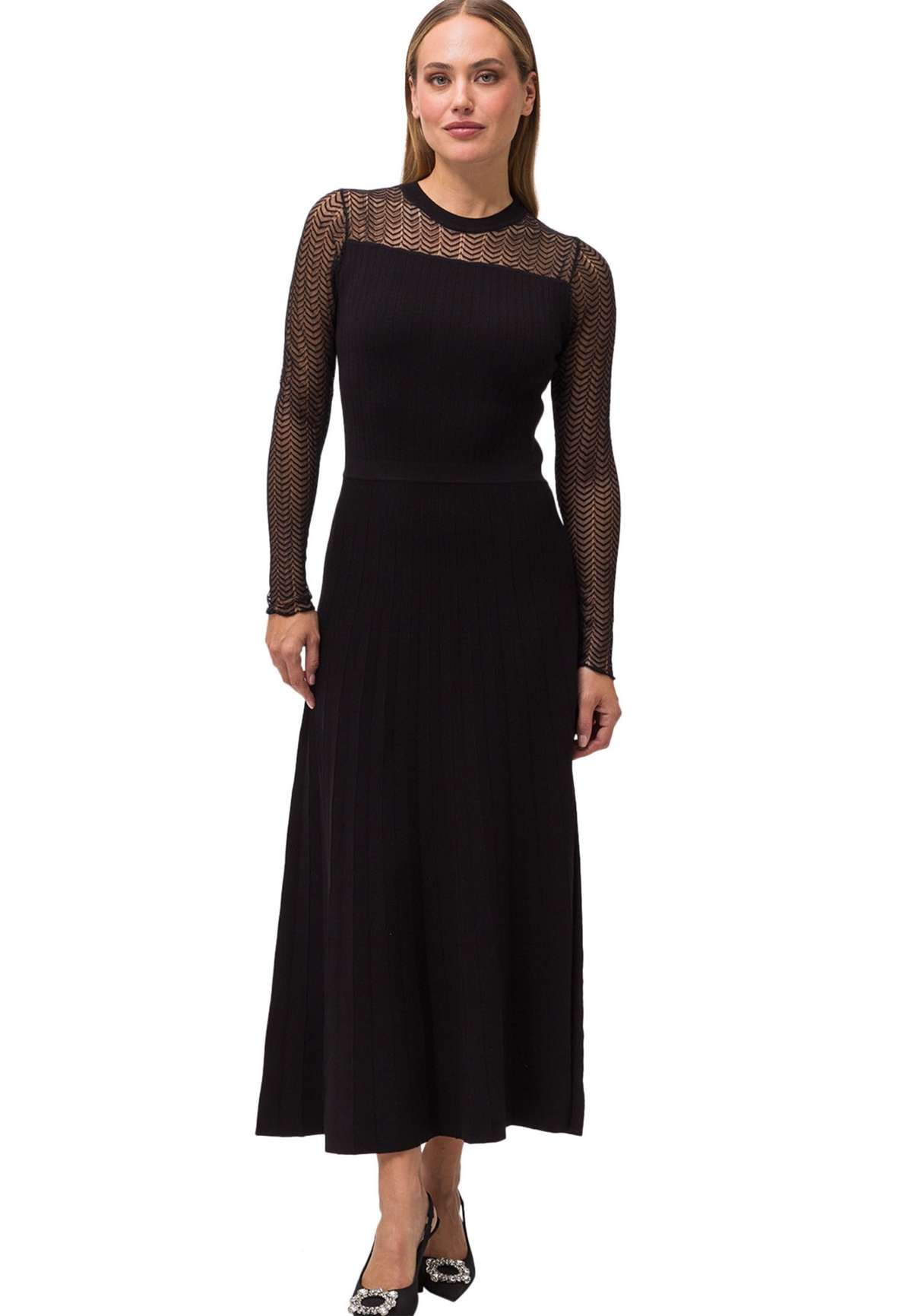 Трикотажное платье zero Strickkleid mit transparenten Armeln