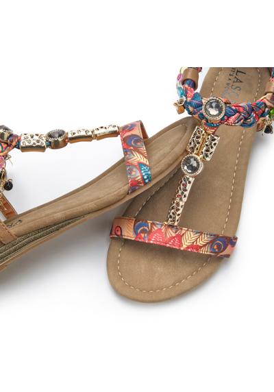 Сандалии, сандалеты, летние туфли с декоративной цепочкой и драгоценными камнями VEGAN