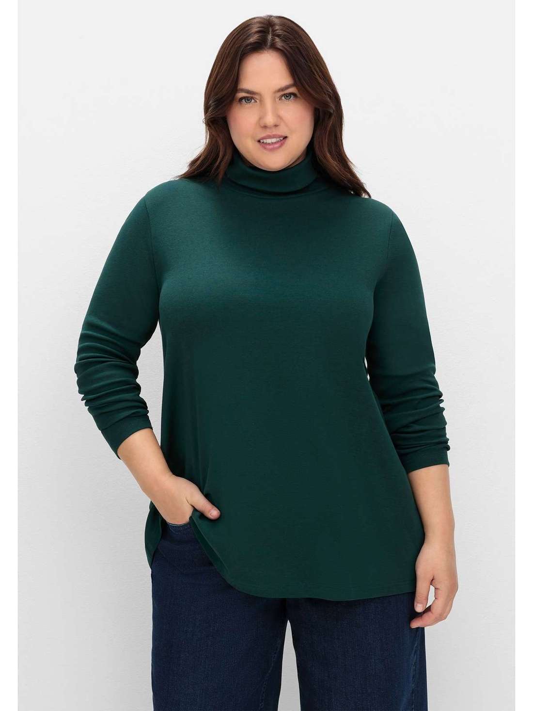 Рубашка с длинными рукавами и водолазкой А-силуэта Große Größen