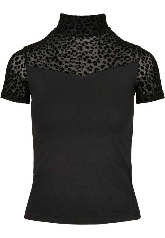 футболка Urban Classics Damen Ladies Flock Lace Turtleneck Tee