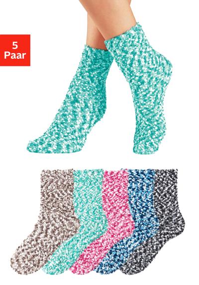 Мягкие носки (упаковка, 5 пар), разноцветные из мягкой ворсовой пряжи.
