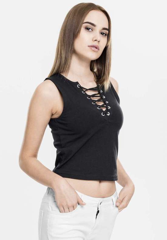 Мышечная рубашка Urban Classics Damen Ladies Lace Up Cropped Top