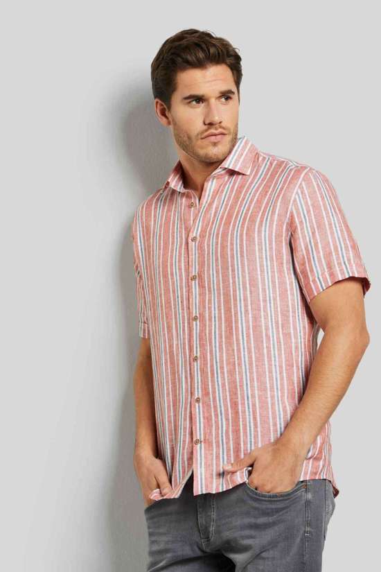 Льняная рубашка с полосками