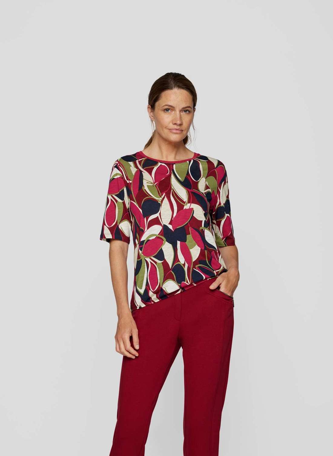 Рубашка с принтом Blätter-Print-Shirt für Damen