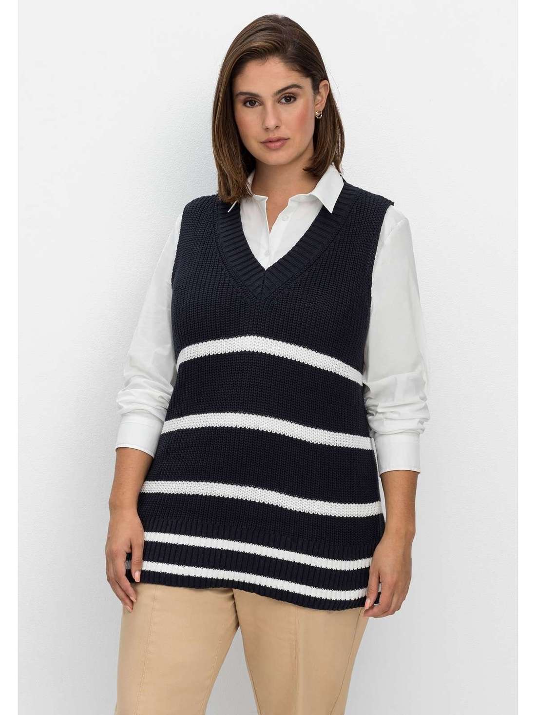 жилет-свитер с V-образным вырезом Große Größen