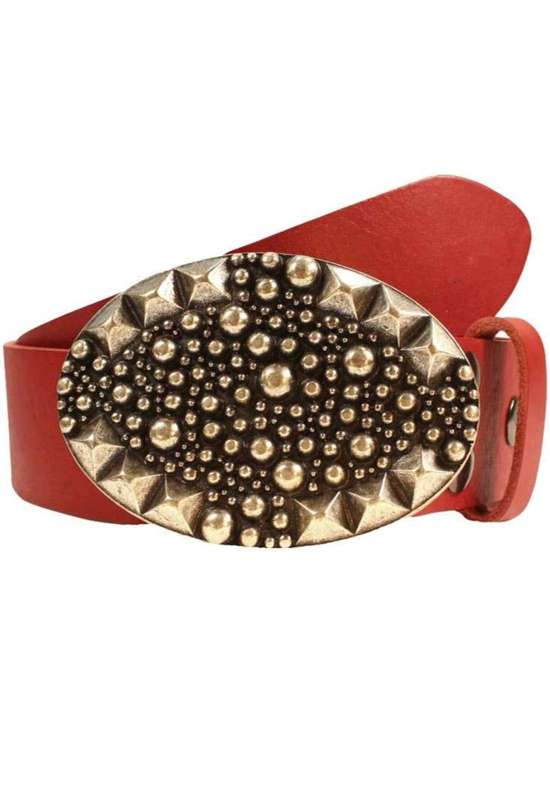 Кожаный ремень со сменной застежкой. Oval Noppen Silber