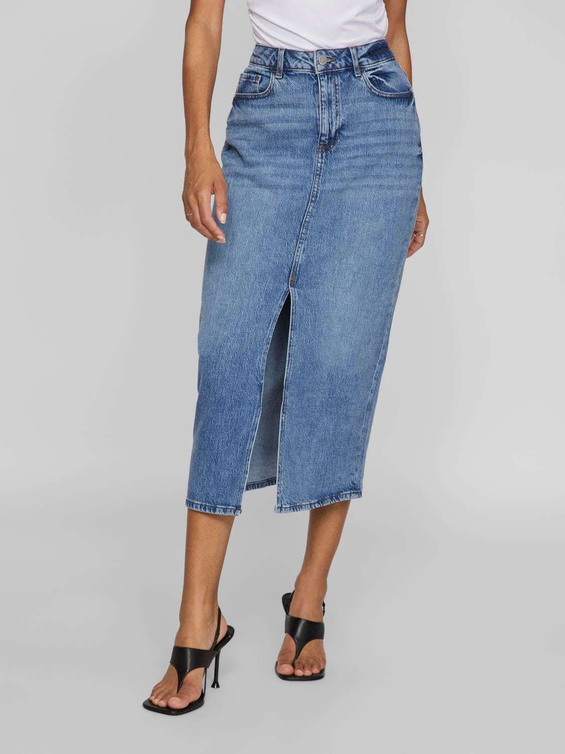 Джинсовая юбка VIJAF HW MIDI DENIM SKIRT-NOOS