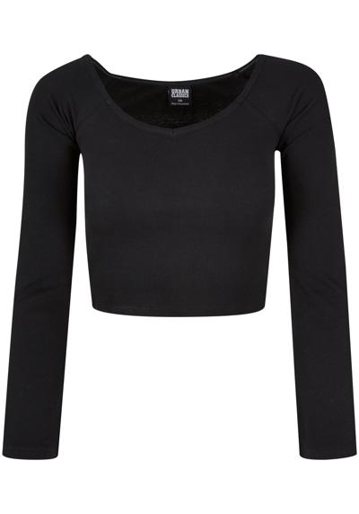 Рубашка с длинным рукавом Urban Classics Damen Ladies Short Rib Wide V-Neck Longsleeve