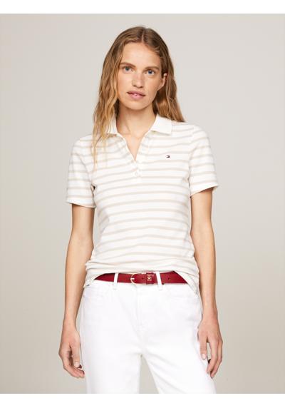 Рубашка-поло с вышитым флагом Tommy Hilfiger 1985 SLIM PIQUE STRIPE POLO SS