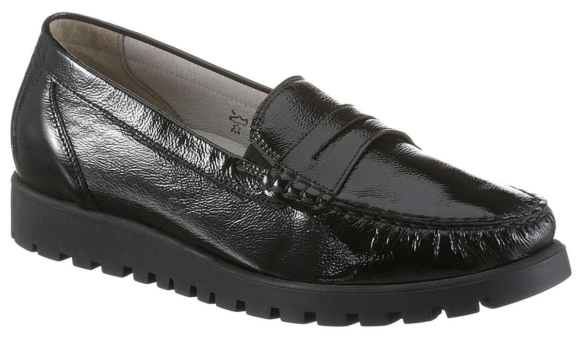 Мокасины, тапочки, удобная обувь из лакированной кожи, в удобной обуви шириной H.