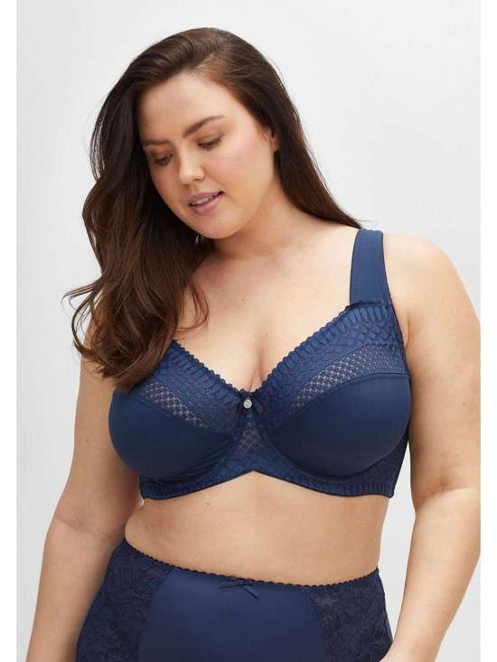 Бюстгальтер на косточках со слегка прозрачным кружевом и боковыми поддержками. Große Größen
