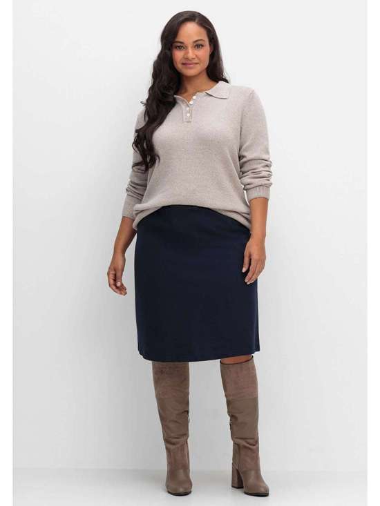 Трикотажная юбка легкого А-силуэта с поясом-комбинацией. Große Größen