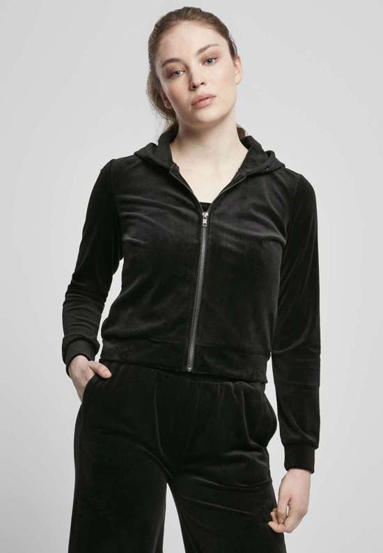 Толстовка Urban Classics Damen Ladies Short Velvet Zip Hoody