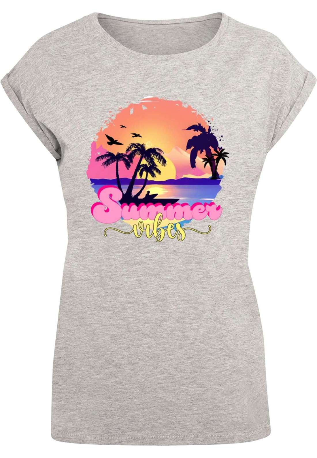футболка Damen Ladies Summer Vibes Sunset Extended Shoulder Tee