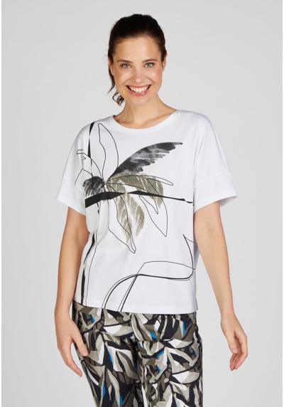 Рубашка с принтом T-Shirt mit uberschnittener Schulter
