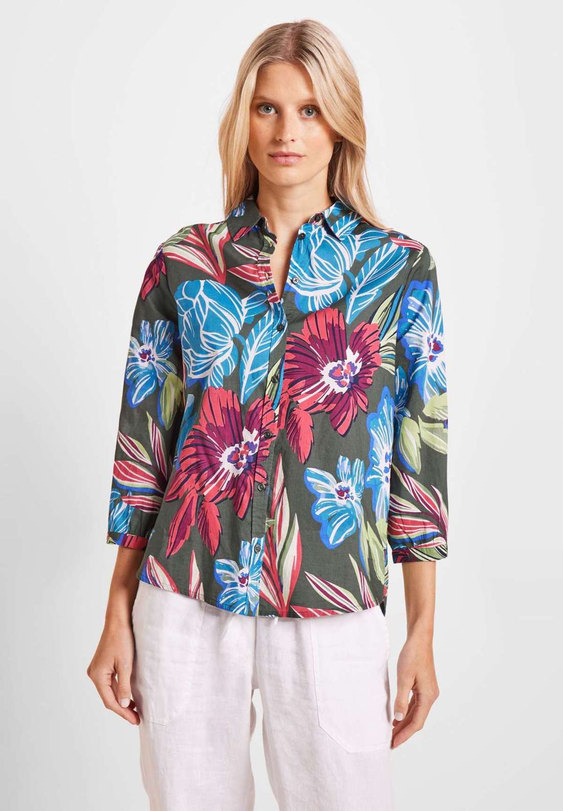 Блузка-рубашка с рукавами 3/4